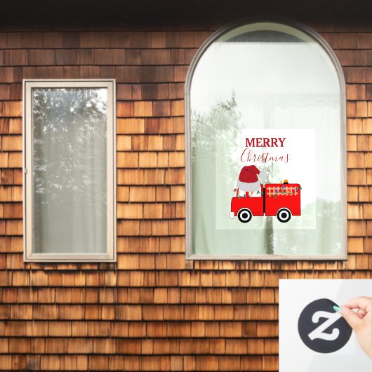 Kerstroodvuurtruck Raamsticker (Huis Raam)