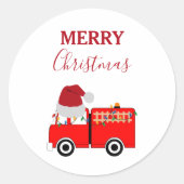 Kerstroodvuurtruck Ronde Sticker (Voorkant)