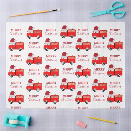 Kerstroodvuurtruck Tissuepapier (Craft)