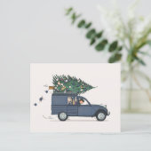 Kerstrooeend blauw briefkaart (Staand voorkant)