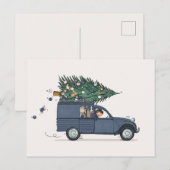 Kerstrooeend blauw briefkaart (Voorkant / Achterkant)