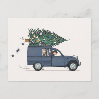 Kerstrooeend blauw briefkaart
