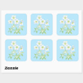 Kerstroos, Helleborus niger Illustration Squ Vierkante Sticker (Vel)