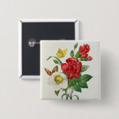 KerstRoos, Helleborus niger Vierkante Button 5,1 Cm (Voorkant /achterkant)