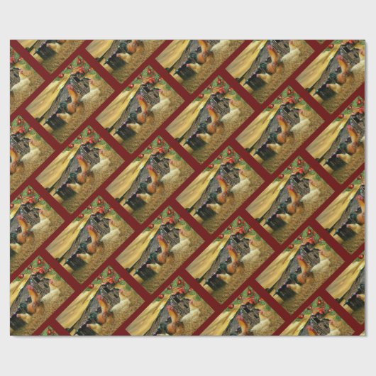 kerstrooster Hen Barn Coop Boerderij Cadeaupapier (Vlak)