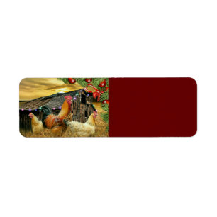 kerstrooster Hen Barn Coop Boerderij Etiket