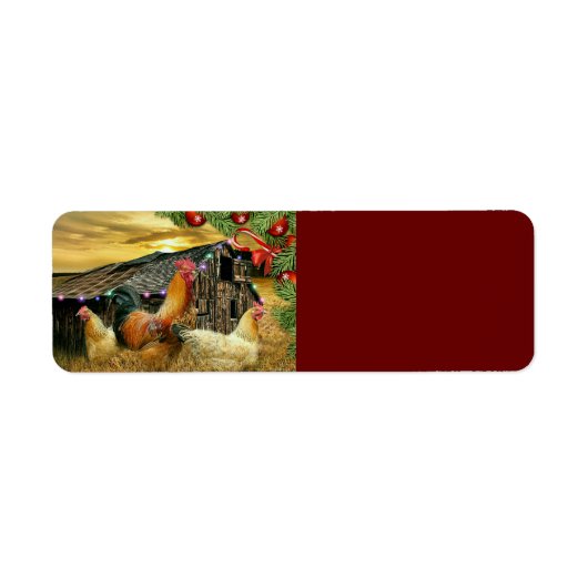 kerstrooster Hen Barn Coop Boerderij Etiket (Voorkant)