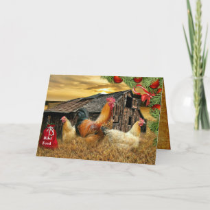 kerstrooster Hen Barn Coop Boerderij Feestdagen Kaart