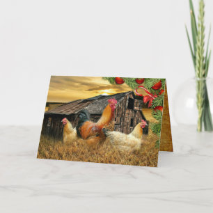 kerstrooster Hen Barn Coop Boerderij Feestdagen Kaart