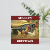 kerstrooster Hen Barn Coop Boerderij Feestdagenkaart (Staand voorkant)