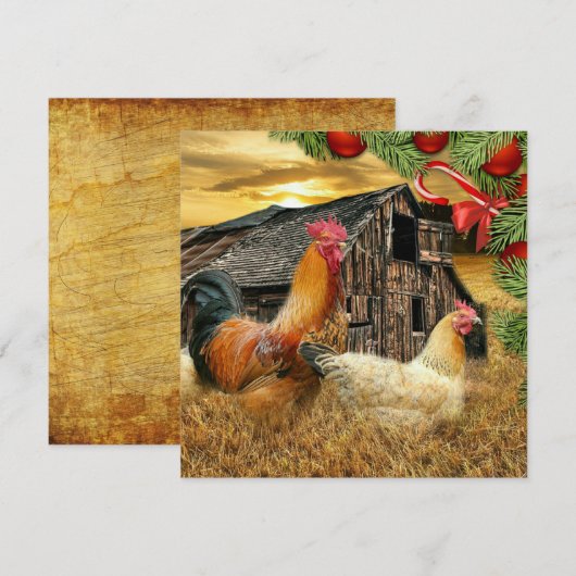 kerstrooster Hen Barn Coop Boerderij Feestdagenkaart (Voorkant / Achterkant)