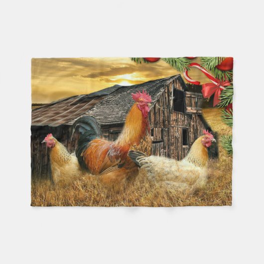 kerstrooster Hen Barn Coop Boerderij Fleece Deken (Voorkant (Horizontaal))