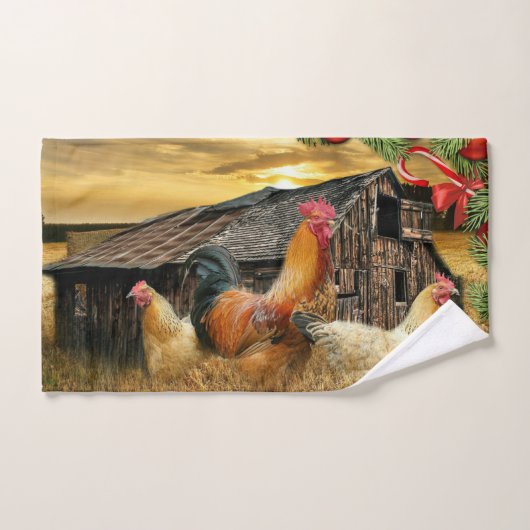kerstrooster Hen Barn Coop Boerderij Handdoek (Handdoek)