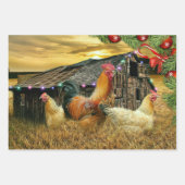 kerstrooster Hen Barn Coop Boerderij Inpakpapier Vel (Voorkant)