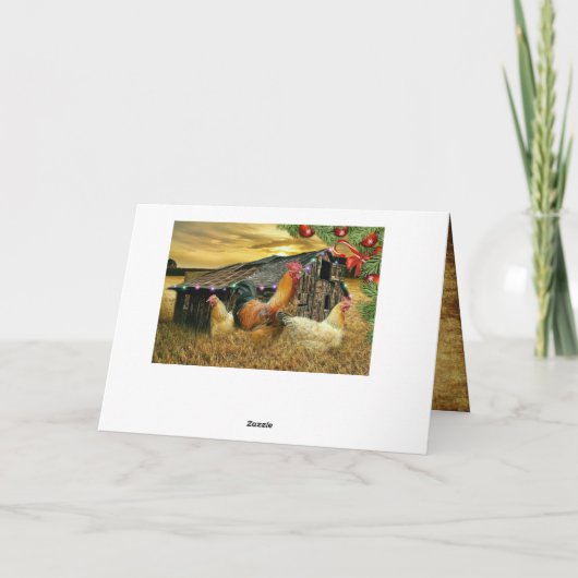 kerstrooster Hen Barn Coop Boerderij Kaart (Achterkant)