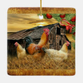 kerstrooster Hen Barn Coop Boerderij Keramisch Ornament (Achterkant)