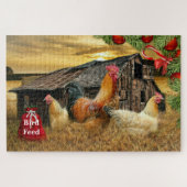 kerstrooster Hen Barn Coop Boerderij Legpuzzel (Horizontaal)