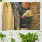 kerstrooster Hen Barn Coop Boerderij Theedoek (Gevouwen)