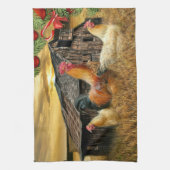 kerstrooster Hen Barn Coop Boerderij Theedoek (Verticaal)