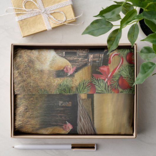 kerstrooster Hen Barn Coop Boerderij Tissuepapier (Geschenk)