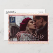 Kerstrose goud feestdagenkaart (Voorkant / Achterkant)