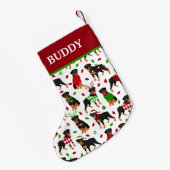 Kerstrottweiler - Aangepaste naam Kleine Kerstsok (Achterkant (Hangend))