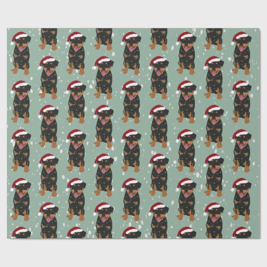 Kerstrottweiler Cadeaupapier (Vlak)