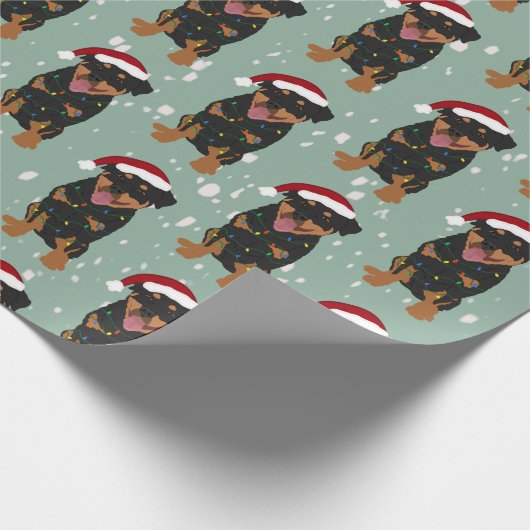 Kerstrottweiler Cadeaupapier (Hoek)