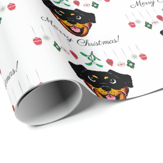 Kerstrottweiler Cadeaupapier (Rol Hoek)