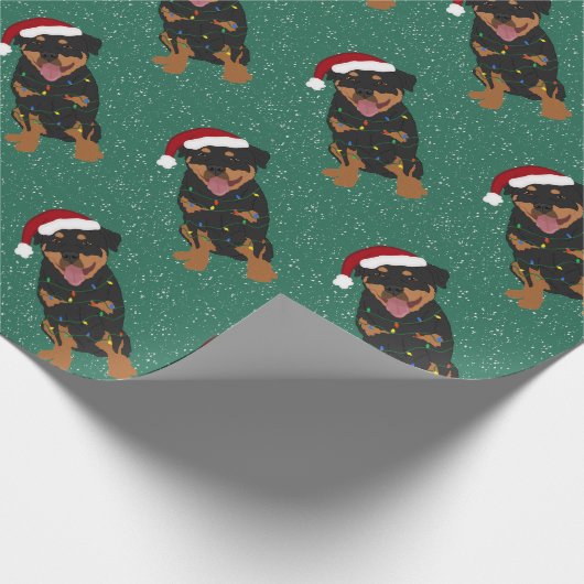 Kerstrottweiler Cadeaupapier (Hoek)