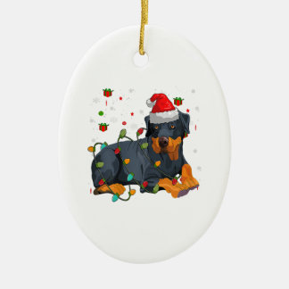 Kerstrottweiler Dog Santa Xmas Light Keramisch Ornament