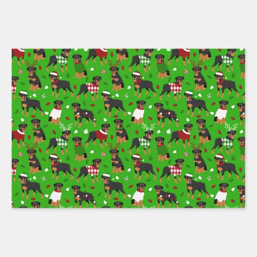 Kerstrottweiler Inpakpapier Vel (Voorkant 2)