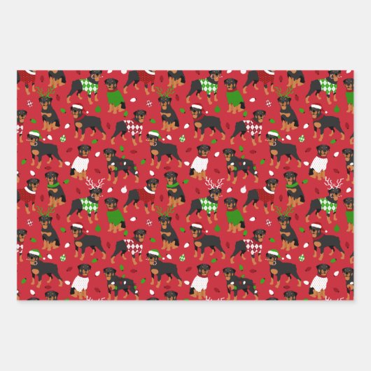 Kerstrottweiler Inpakpapier Vel (Voorkant)