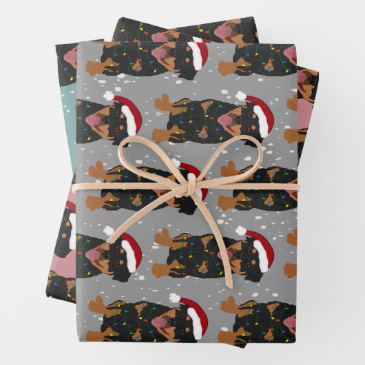 Kerstrottweiler  inpakpapier vel (In situ)