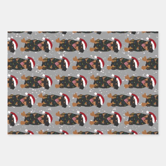 Kerstrottweiler inpakpapier vel (Voorkant)