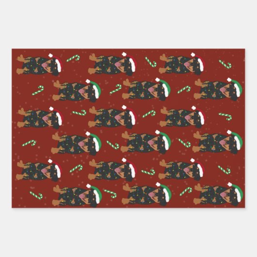 Kerstrottweiler  inpakpapier vel (Voorkant)