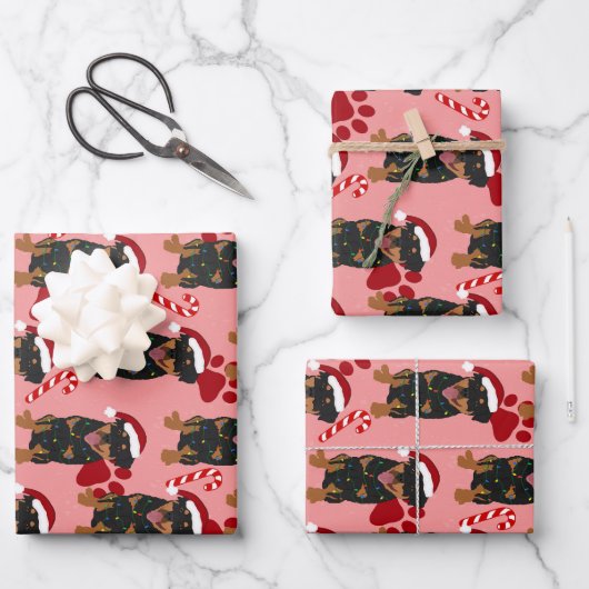 Kerstrottweiler Inpakpapier Vel (Voorkant)