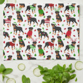 Kerstrottweiler Kitchen Towel Theedoek (Gevouwen)