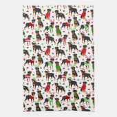 Kerstrottweiler Kitchen Towel Theedoek (Verticaal)