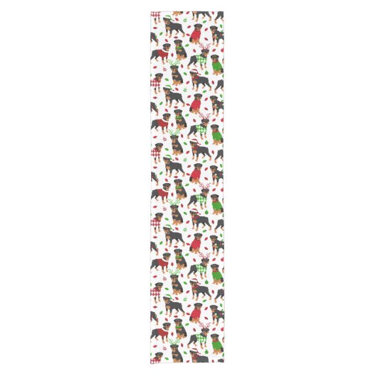 Kerstrottweiler, verkorte tafelrunner korte tafelloper (Voorkant)