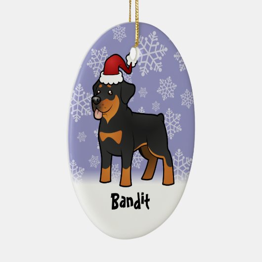 Kerstrottweiler (voeg uw huisdiernaam toe) keramisch ornament (Rechts)