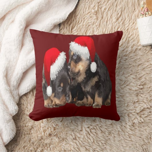 Kerstrottweilers met feestelijke Petten Kussen (Deken)