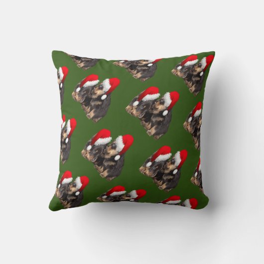Kerstrottweilers met feestelijke Petten Kussen (Achterkant)