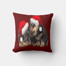 Kerstrottweilers met feestelijke Petten Kussen