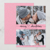 Kerstroze 3 Collage Multi Photo Holiday Card Kaart (Voorkant / Achterkant)