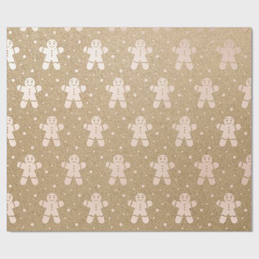 Kerstroze Blush Powder Gingerbrood Kraft Cadeaupapier (Vlak)