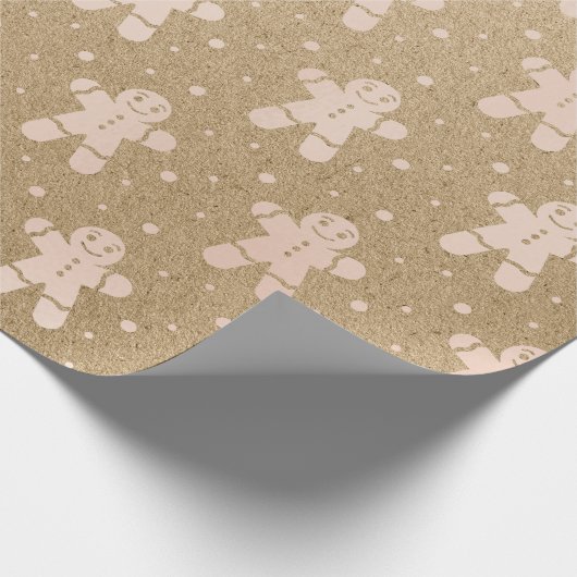 Kerstroze Blush Powder Gingerbrood Kraft Cadeaupapier (Hoek)
