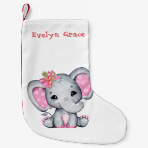 Kerstroze ellephant met kleine kerststaart kerstsok