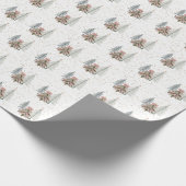 Kerstroze en Groene Kwaststreek Cadeaupapier (Hoek)
