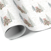 Kerstroze en Groene Kwaststreek Cadeaupapier (Rol Hoek)